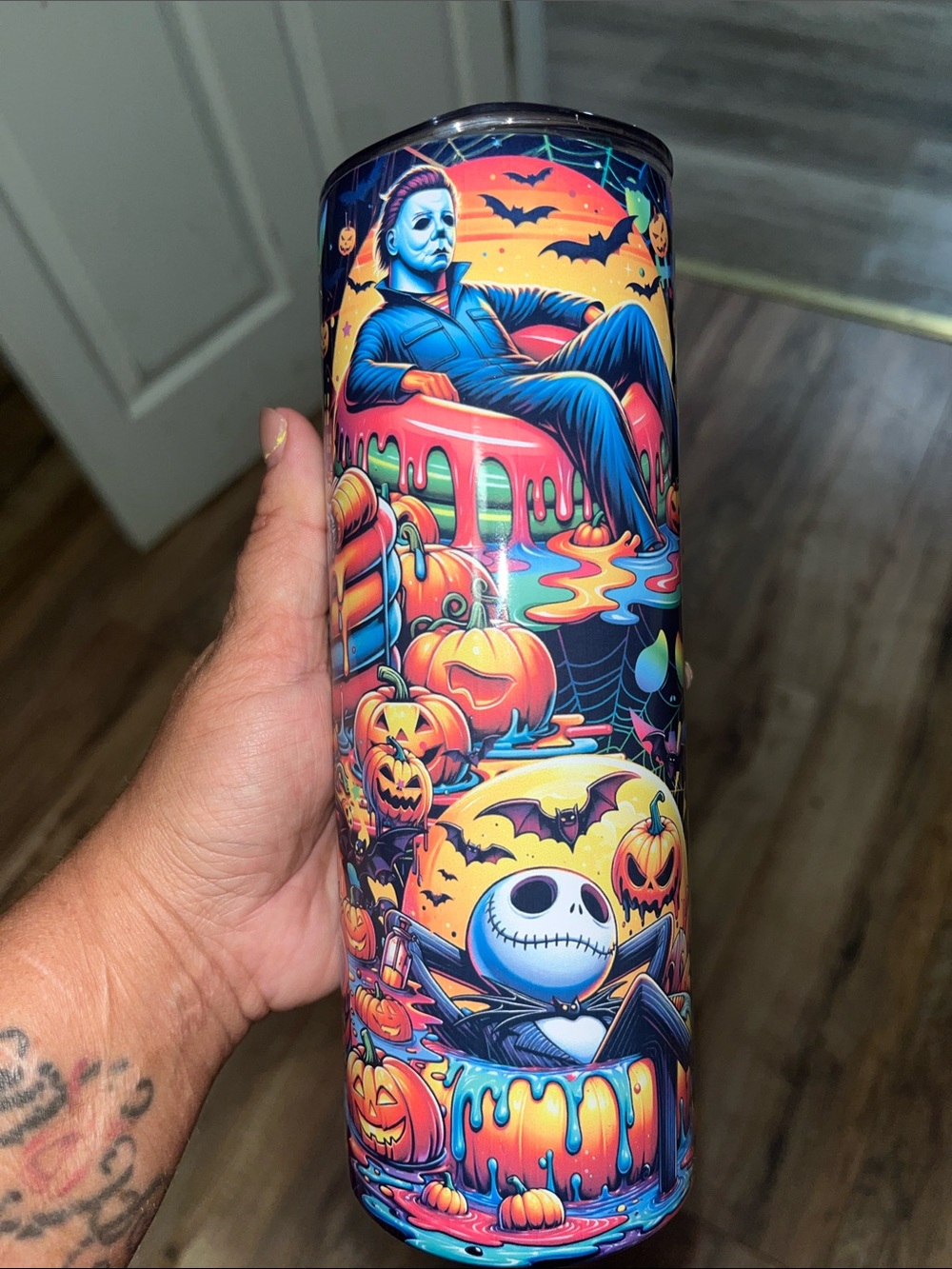 NEW 20oz Horror Character Stainless Tumbler - Neon Halloween Design - Picture 2 of 4